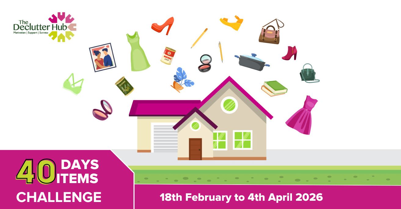 A graphic of a house with lots of items around it with the words 40 Day 40 Items Challenge